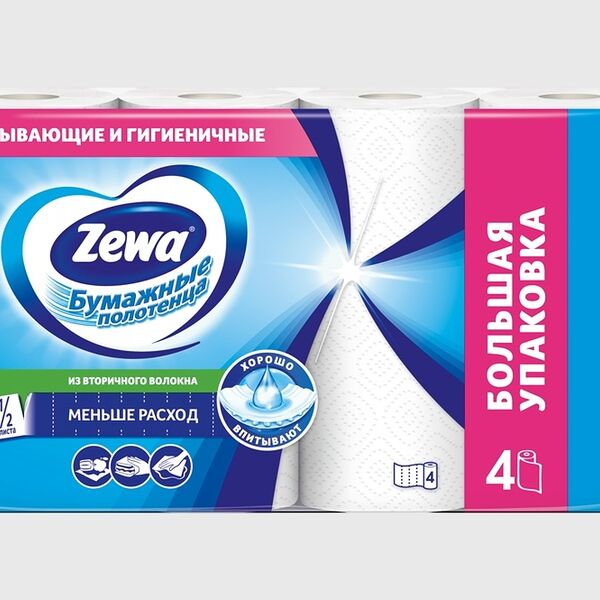 Бумажные полотенца Zewa 1/2 листа, 4 рулона