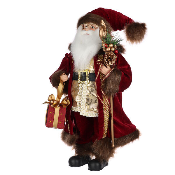 Сноу бум сувенир-фигура интерьерная дед мороз, 45 см, полиэстер, красно-золотая шубка