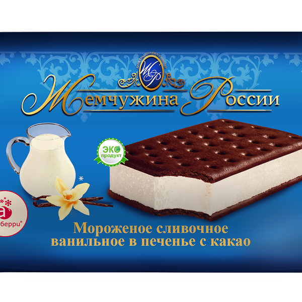 Мороженое сливочное в печенье с какао Жемчужина россии