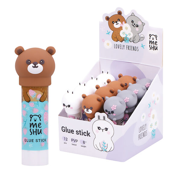 Клей-карандаш MESHU Animals, 8г, 1 шт в ассортименте