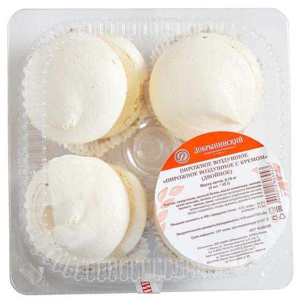 Пирожное воздушное Добрынинский с кремом двойное