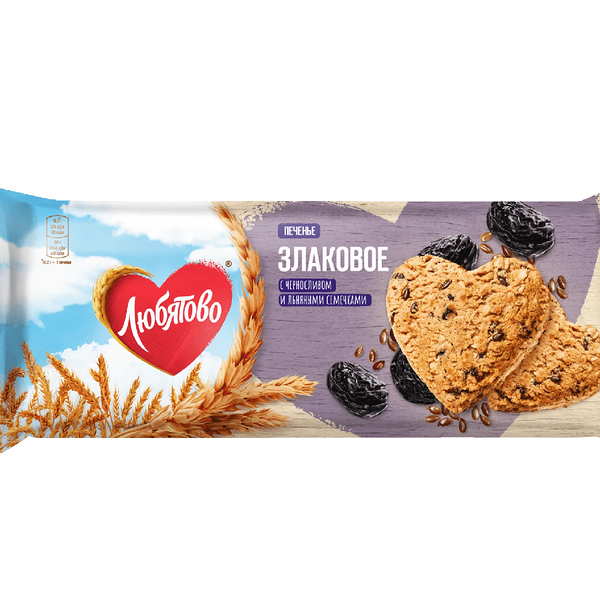 Печенье овсяное Любятово чернослив и льняные семечки