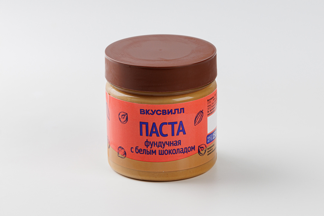 

Паста ВкусВилл фундучная с белым шоколадом, 150г