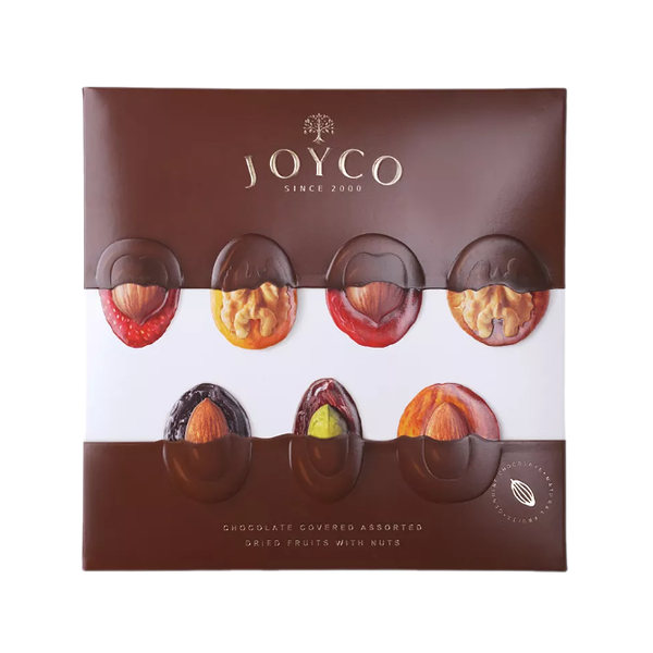 Шоколадные конфеты Joyco Ассорти сухофруктов в шоколаде с орехами 157г