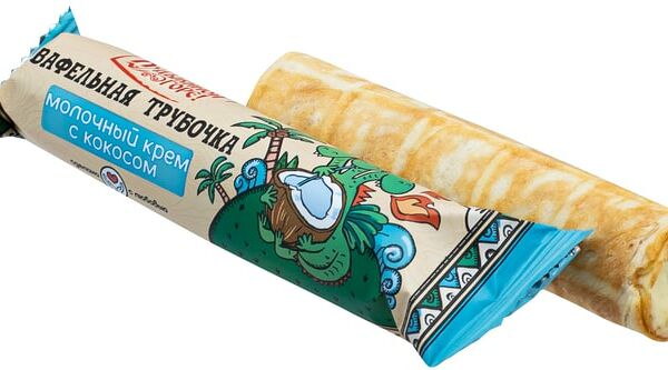 Трубочка СДЕЛАНО ГДЕ? НА КУДЫКИНОЙ ГОРЕ! вафельная с начинкой Молочный крем с кокосом 35г