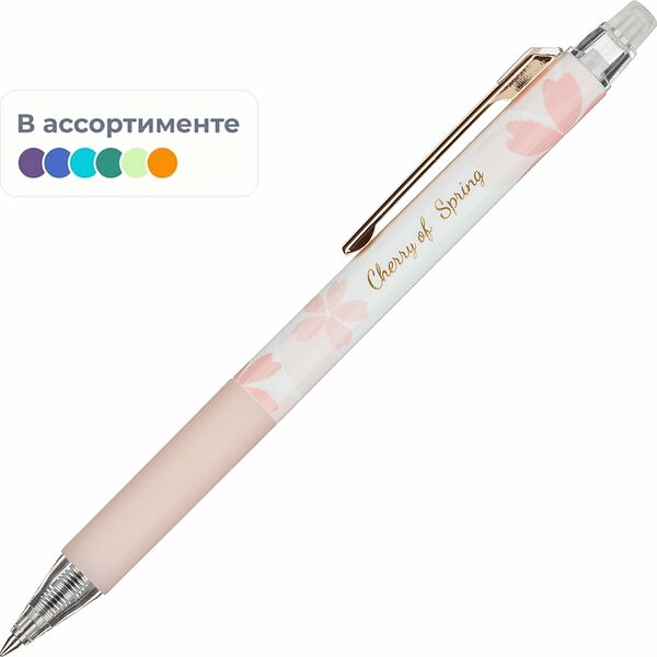 Ручка гелевая автоматическая стир.чер. M&G Sakura,0,5мм,син, в асс,манж