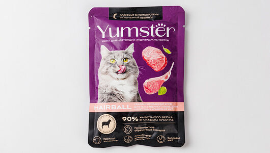 Корм влажный Yumster для взрослых кошек с ягненком в соусе