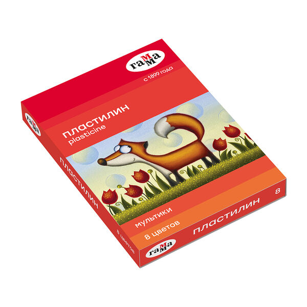 Пластилин Рельеф-центр Гамма Мультики со стеком 8 цветов  в ассортименте 