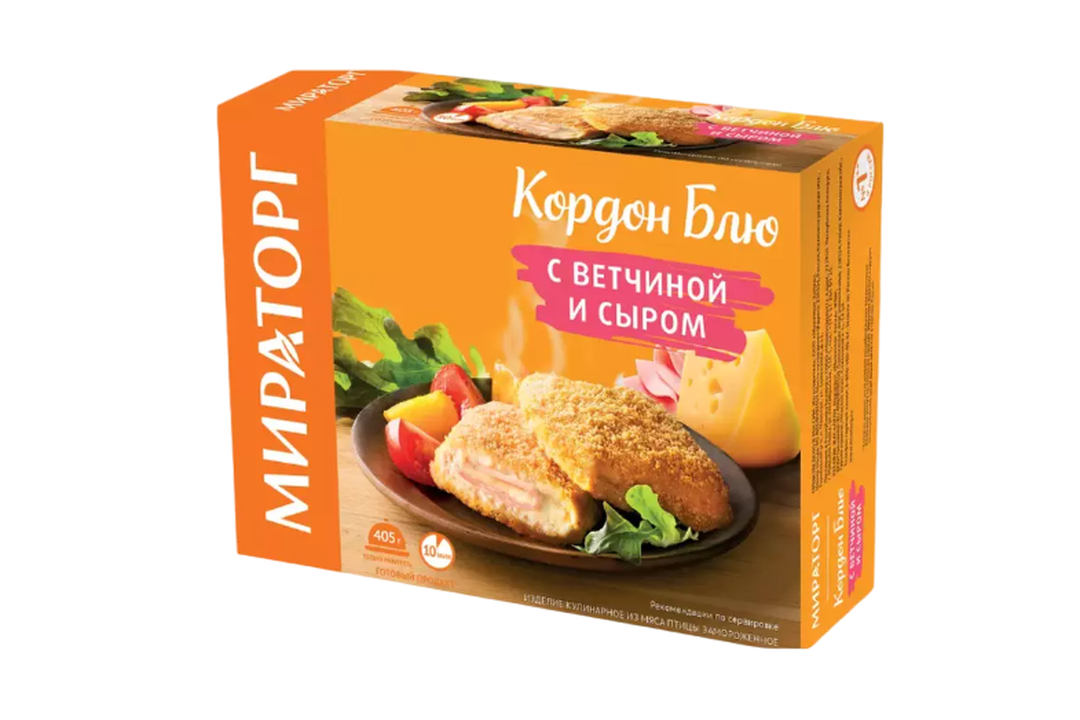 

Кордон блю Мираторг с ветчиной и сыром 405 г