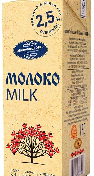 Молоко Молочный Мир стерилизованное 2.5% 1л