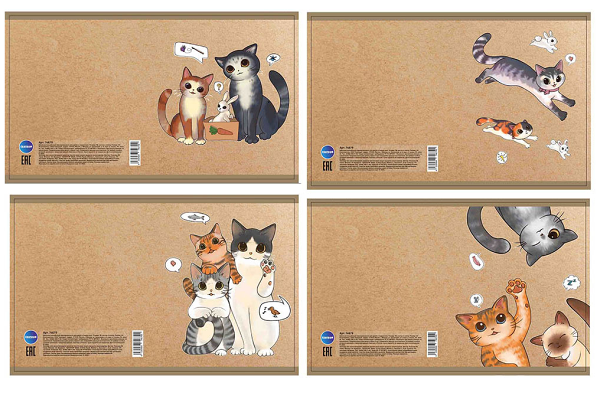 Тетрадь Centrum Коты в клетку на скобе А5, 96 л, 1 шт, в ассортименте