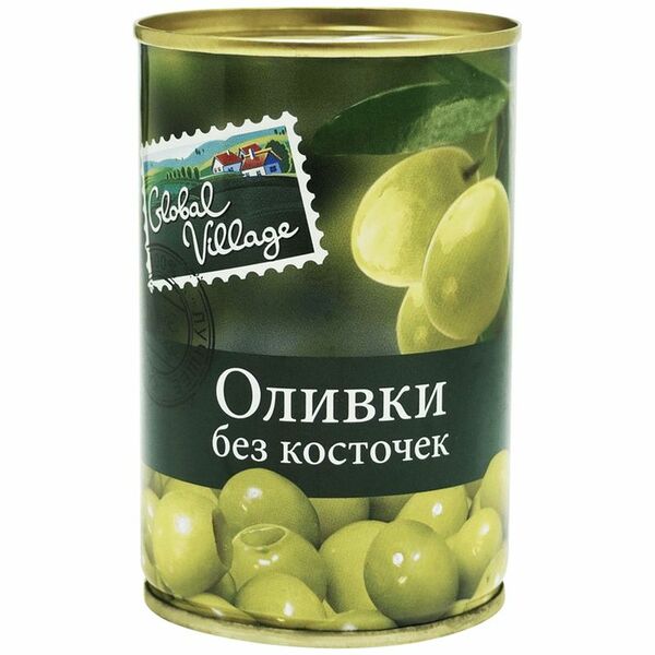 Оливки Global Village зеленые без косточек 300г
