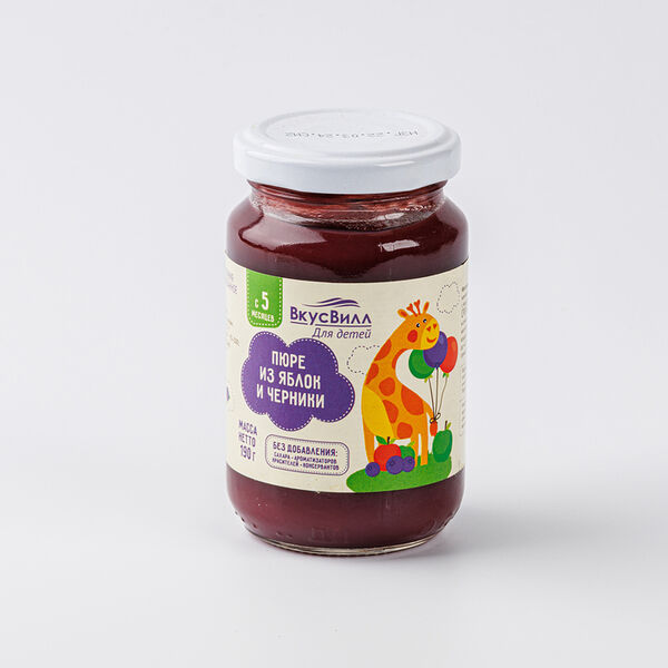 Пюре из яблок и черники 
