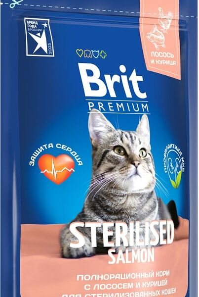 Сухой корм для кошек Brit Premium с лососем и курицей 0.4кг