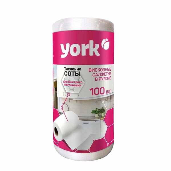 Салфетка вискозная 25 х 22,5 см ТМ York (Йорк), 100 шт