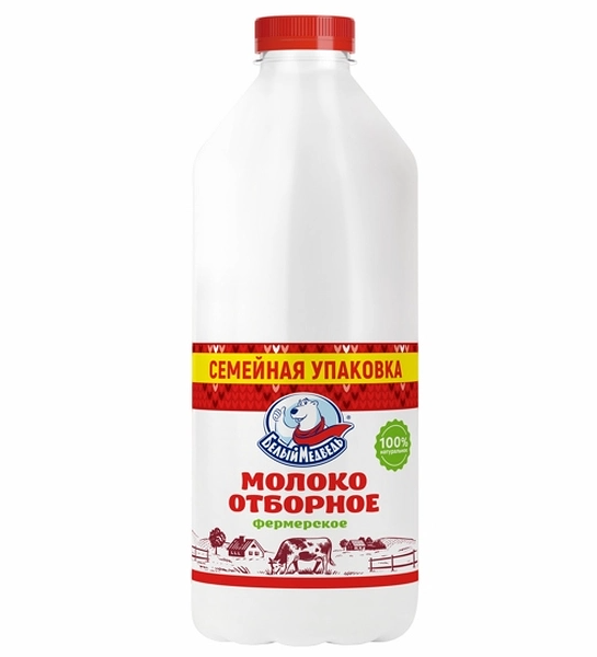 Молоко Белый Медведь Отборное пастеризованное 3.2-6% 1350 мл