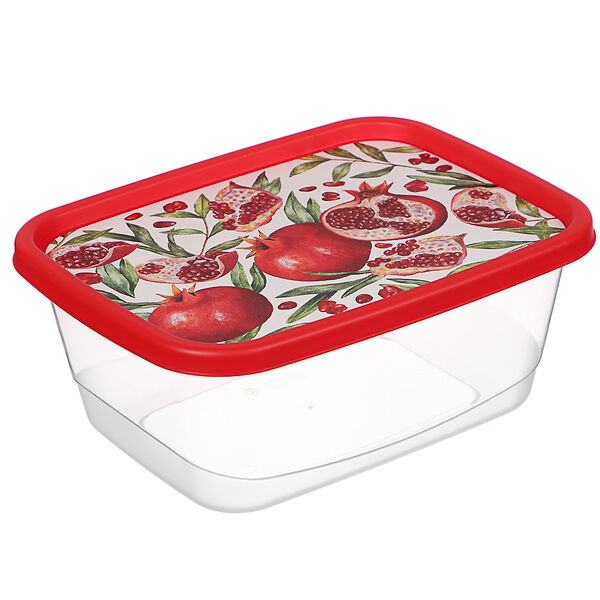 Контейнер для продуктов прямоугольный 1,5л, декор гранат, пластик
