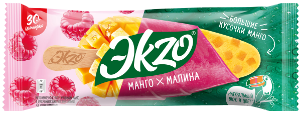 Мороженое Эkzo Эскимо в фруктовой глазури Манго-Малина, 70 г