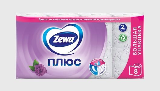 Туалетная бумага Zewa Плюс Сирень 2 слоя 8 рулонов