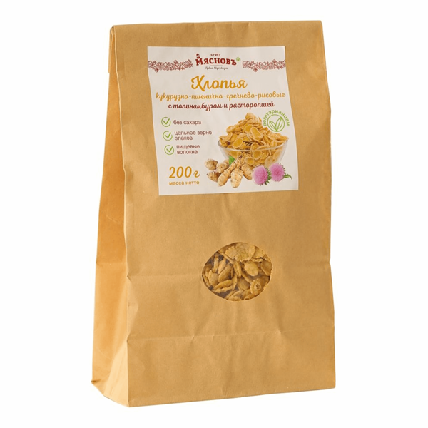 Хлопья кукурузно-пшенично-гречнево-рисовые с топинамбуром и расторопшей МясновЪ Буфет