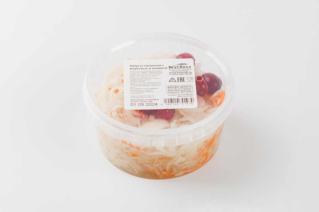

Капуста квашеная ВкусВилл с морковью и клюквой 350 г