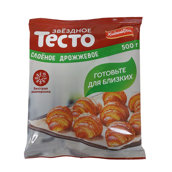 Тесто слоеное Хлебный Дом Звездное дрожжевое замороженное, 500г