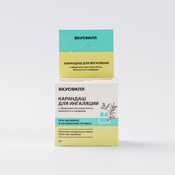 Карандаш для ингаляции с эфирными маслами мяты, эвкалипта и камфоры, 5 г