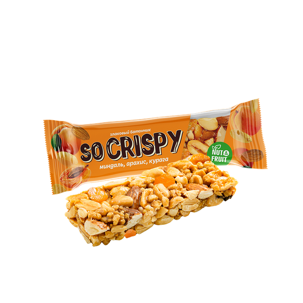 Батончик So Crispy арахис, миндаль, курага 35г
