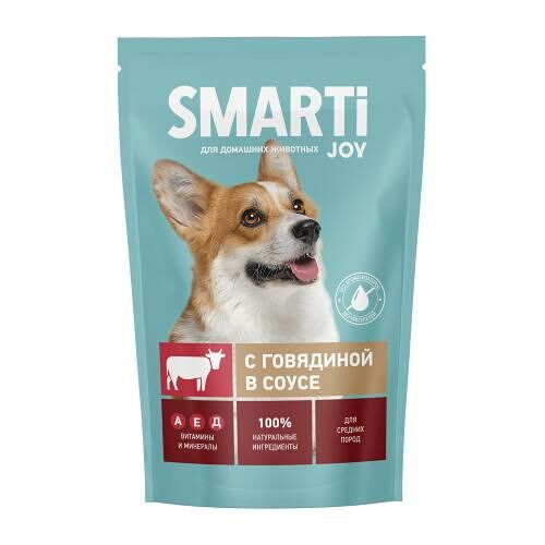 Корм влажный для собак Smarti Joy с говядиной 415 г