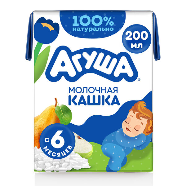 Каша жидкая Молочная Злаковая  Агуша Засыпай-ка Груша-Банан 200мл с 6 месяцев