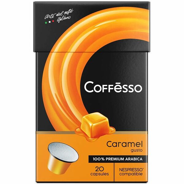 Кофе в капсулах Coffesso Aroma Caramel жаренный молотый со вкусом и ароматом карамели, 20х5г