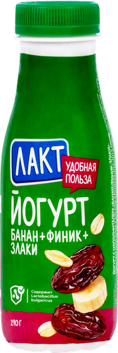 

Йогурт питьевой Лакт Банан-финик-злаки 2.5%, 290 г