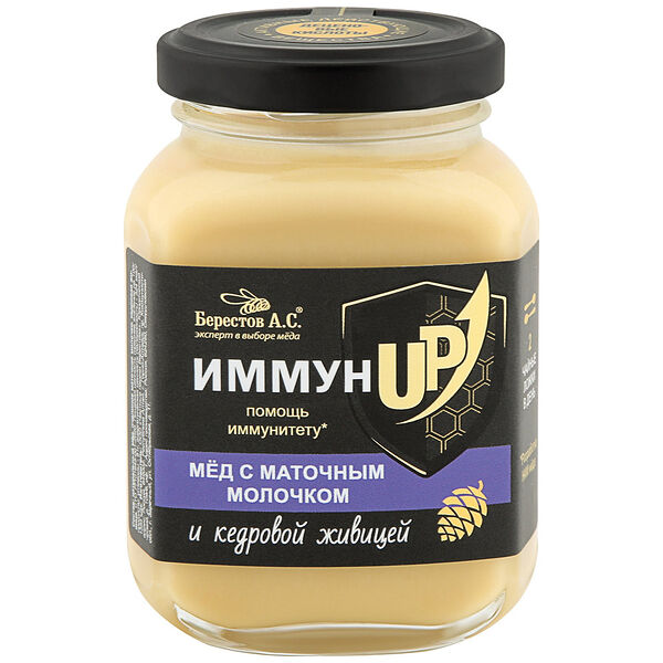 Мед Берестов А.С. ИммунUP с маточным молочком и кедровой живицей 200 г
