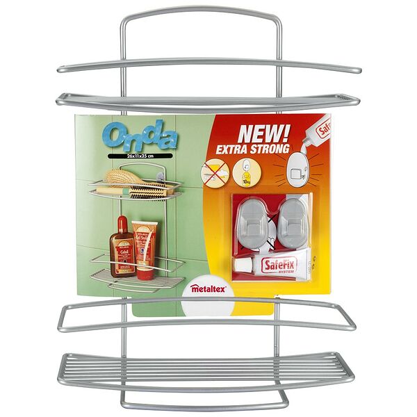 Полка 2-ярусная прямая Metaltex Onda+Safe-Fix, 11х26х35 см