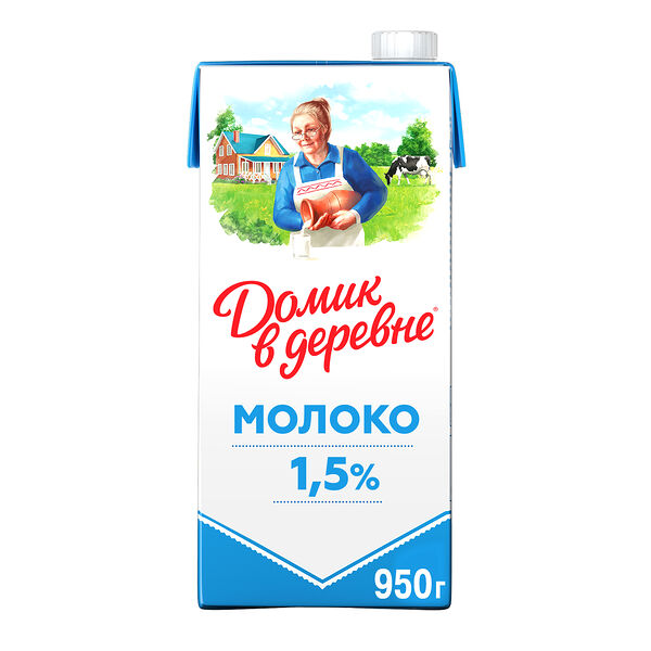 Молоко ультрапастеризованное Домик в деревне 1.5% 950 мл