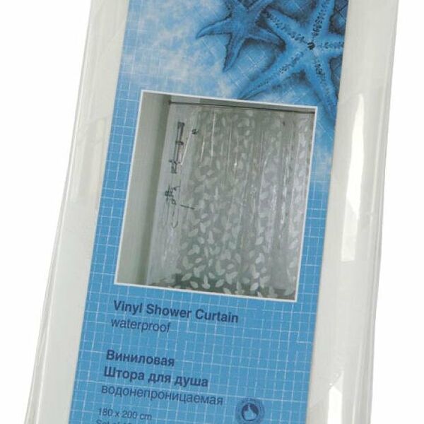 Штора для ванны Aquarius Peva Белые листья, 180х200 см