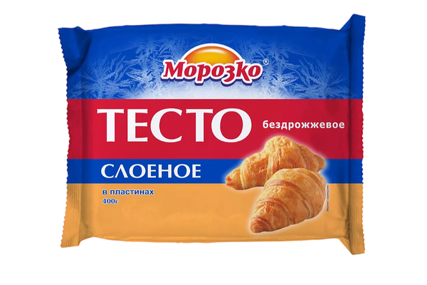 Тесто бездрожжевое Морозко слоёное в пластинах