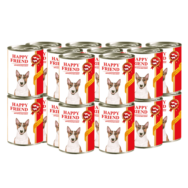 Корм для собак HAPPY FRIEND мясное ассорти банка 410г (упаковка - 20 шт)