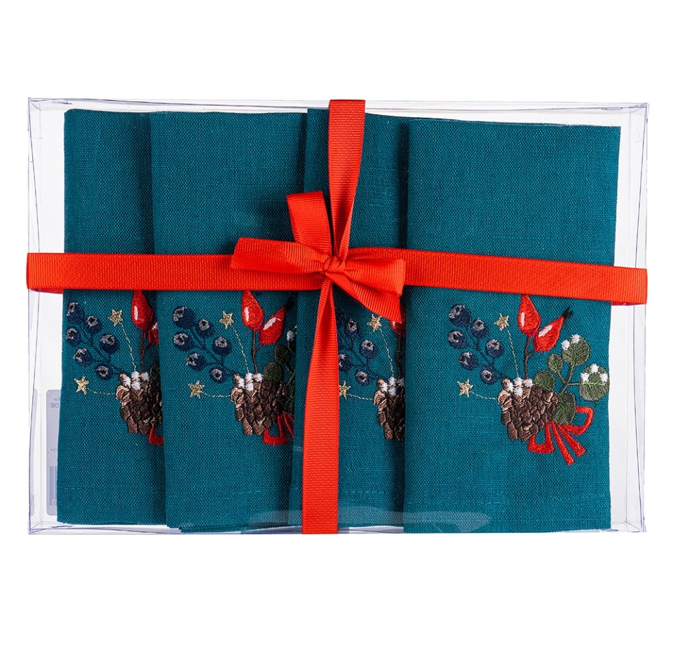 

Набор салфеток Семейные ценности Рождественское чудо, маренго 40х40см 4 шт.