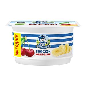 Продукт творожный Простоквашино вишня-банан 3.6%, 110 г