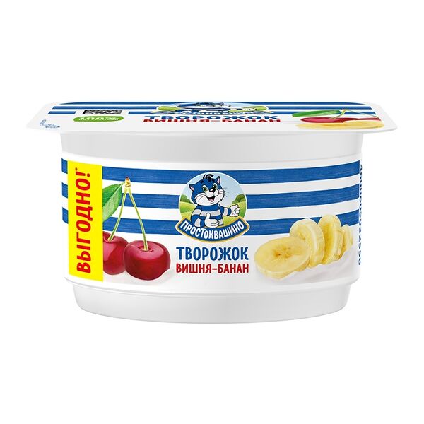 Продукт творожный Простоквашино вишня-банан 3.6% 110 г