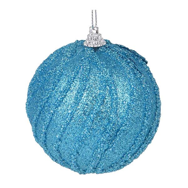 Сноу бум подвеска шар с декором, 8 см, цвет синий