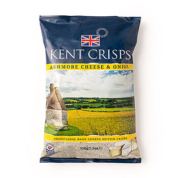 Чипсы картофельные Kent Crisps с сыром Ашмор и луком 150г, Великобритания