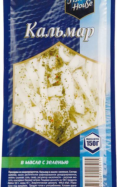 Кальмар Fish House в масле с зеленью 150 г
