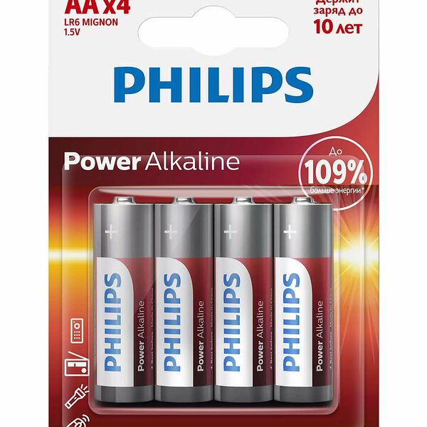 Батарейки Philips Power алкалиновые AA-LR6 1.5 В 4 шт.