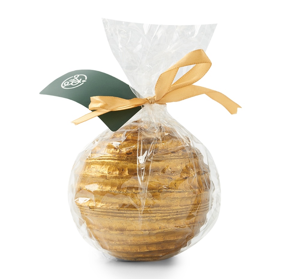 

Свеча-шар Future International в горизонтальную полоску рифленая, цвет золотой, 9.5см парафин, Китай