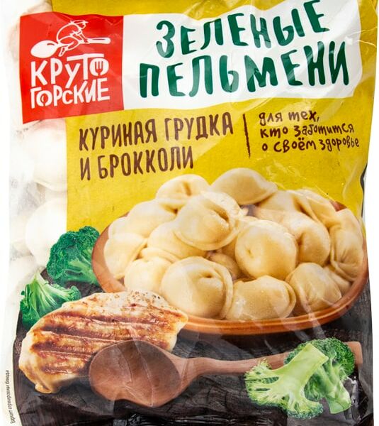 Пельмени Крутогорские Зеленые с куриной грудкой и брокколи 800г