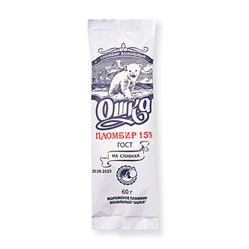 Мороженое Сытный край Ошка пломбир ванильный, эскимо