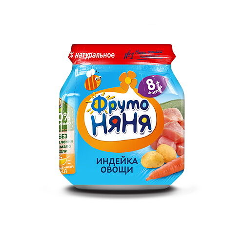 Пюре мясное ФрутоНяня из мяса индейки с овощами 100г ДП