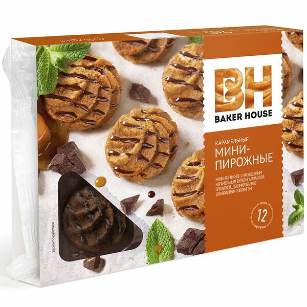 Пирожные мини Нежная карамель ТМ Baker House (Бейкер Хаус), 12 штук